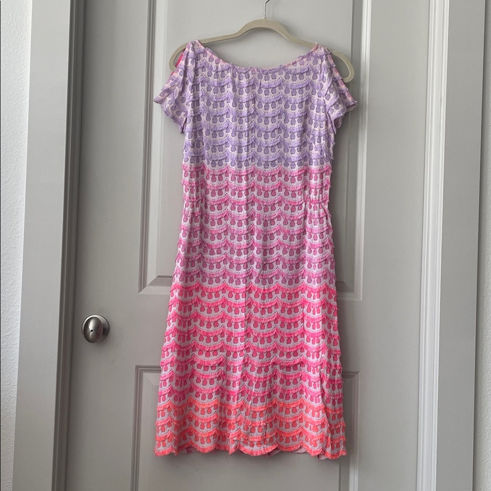 Nanette Lepore Ombré Fringe Dress Cap Sleeve Sz 2